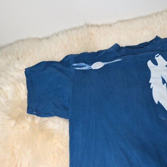 Vintage Single Stitch Wolf and Moon Graphic T Shirt Size XL - Picture 5 of 11